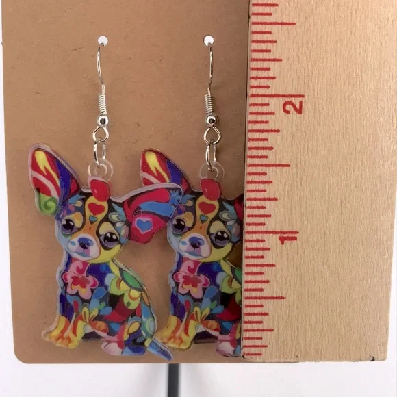 Colorful Chihuahua Earrings - Picture 2 of 3